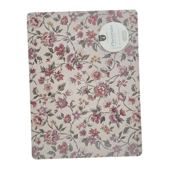 Dream Home Set of 4 Jacobean Multi Placemats Reversible Hard Table Mats 12x16 - Picture 7 of 10
